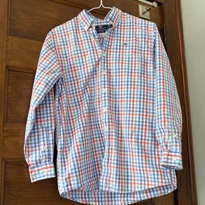 Vineyard Vines blue and red plaid button down shirt